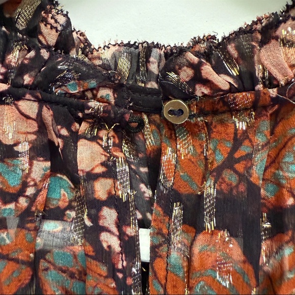 Ulla Johnson Womens  Silk Brown Metallic Top Size 2 Sleeveless - Picture 7 of 11